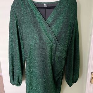 SHEIN Sparkling Asymmetrical Green Dress